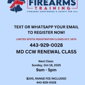 Maryland Wear & Carry Permit (WCP) Renewal Class